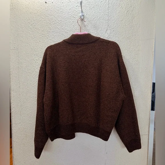 Mng Bomber Cardigan In Dark Brown Size Medium - Picture 5 of 7